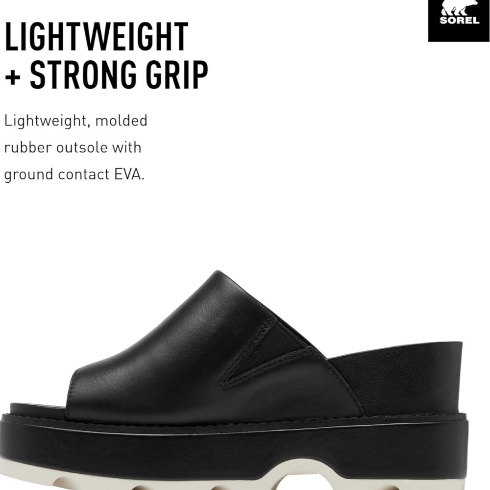 Sorel Women's Black Mules with White Accents - Picture 6 of 7